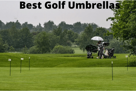 Golfer with golf umbrella